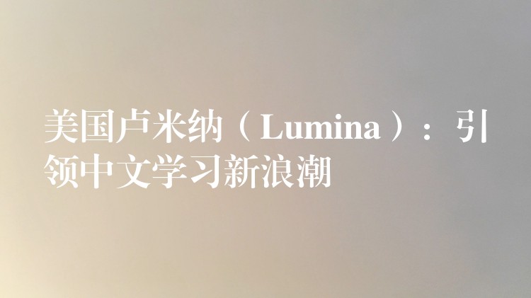 美国卢米纳(Lumina):引领中文学习新浪潮