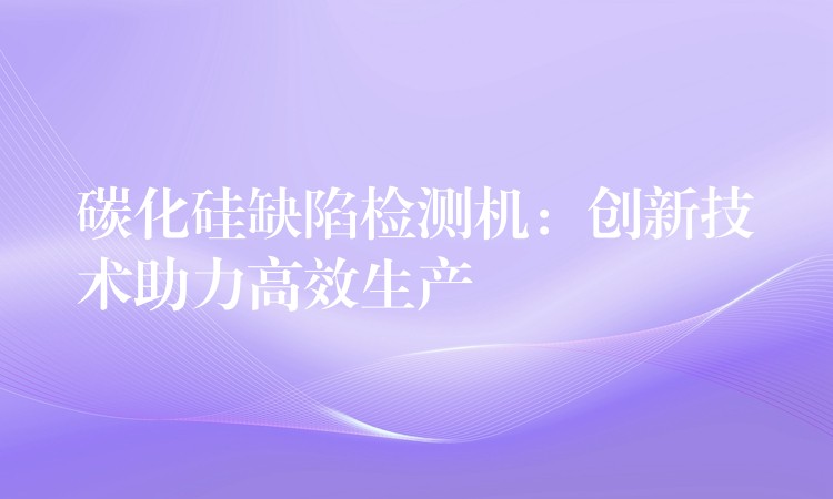 碳化硅缺陷检测机:创新技术助力高效生产