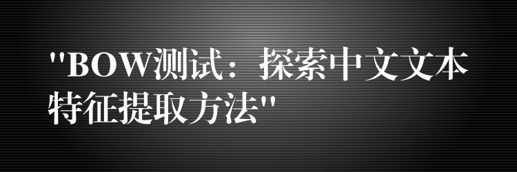 “BOW测试:探索中文文本特征提取方法”