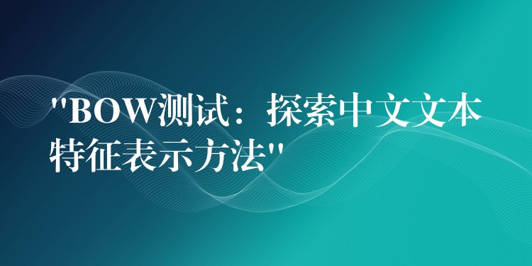 “BOW测试:探索中文文本特征表示方法”