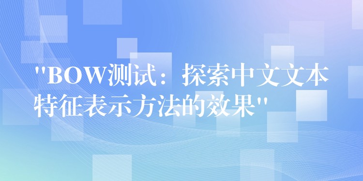 “BOW测试:探索中文文本特征表示方法的效果”