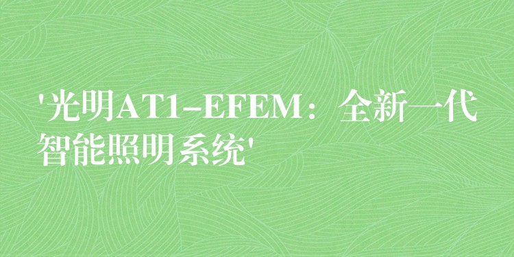 ‘光明AT1-EFEM:全新一代智能照明系统’