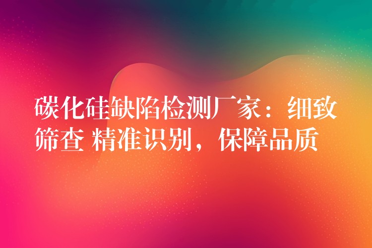 碳化硅缺陷检测厂家:细致筛查 精准识别,保障品质
