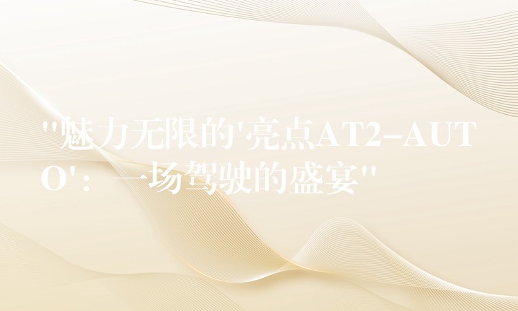“魅力无限的’亮点AT2-AUTO’：一场驾驶的盛宴”