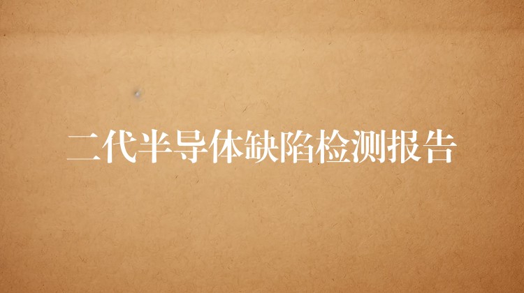二代半导体缺陷检测报告