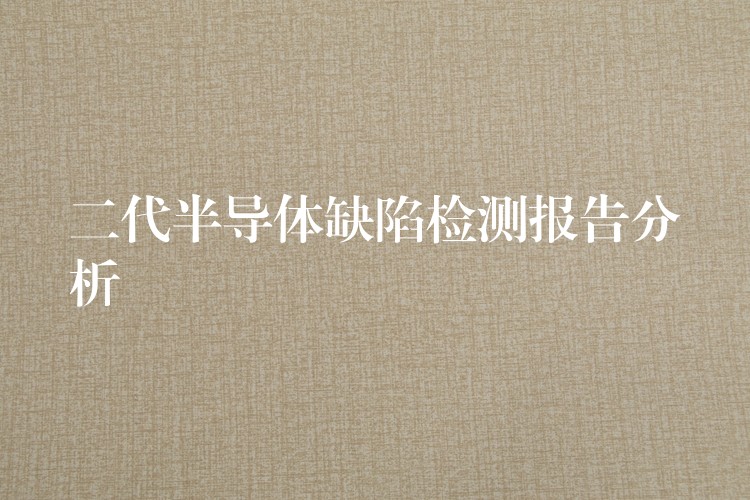 二代半导体缺陷检测报告分析
