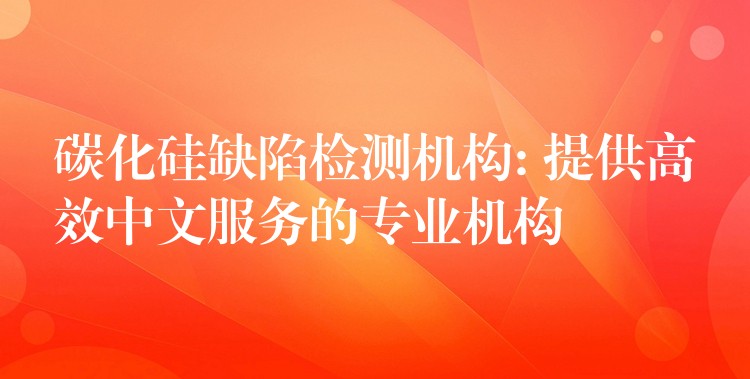 碳化硅缺陷检测机构: 提供高效中文服务的专业机构