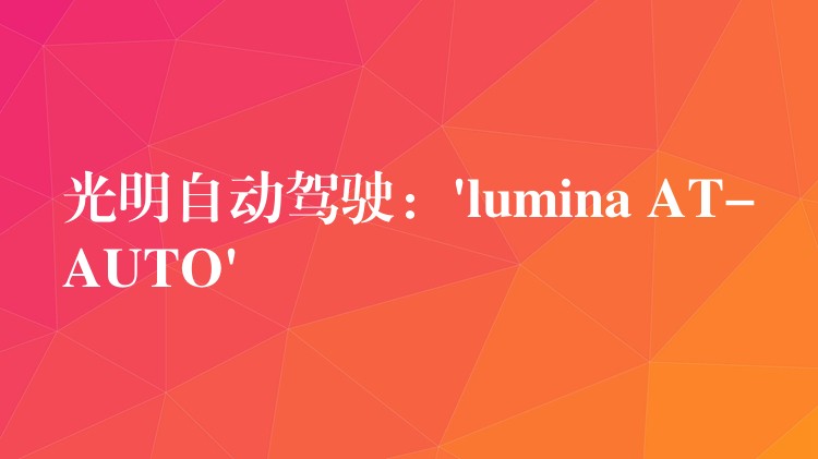 光明自动驾驶：’lumina AT-AUTO’