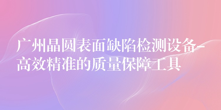 广州晶圆表面缺陷检测设备-高效精准的质量保障工具