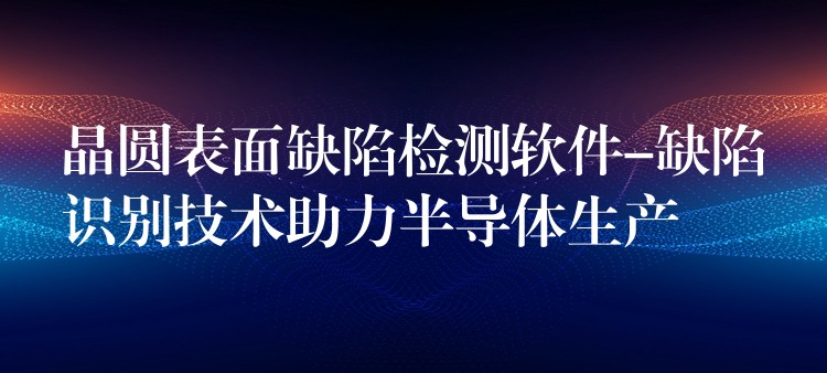 晶圆表面缺陷检测软件-缺陷识别技术助力半导体生产