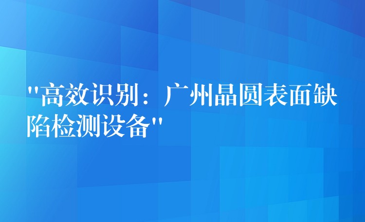 “高效识别:广州晶圆表面缺陷检测设备”