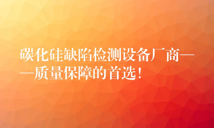 碳化硅缺陷检测设备厂商——质量保障的首选!