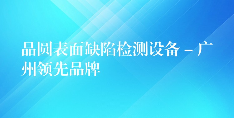 晶圆表面缺陷检测设备 – 广州领先品牌