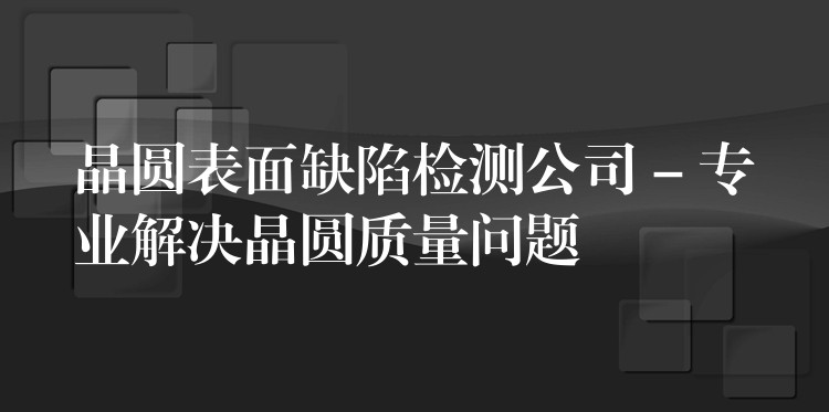 晶圆表面缺陷检测公司 – 专业解决晶圆质量问题