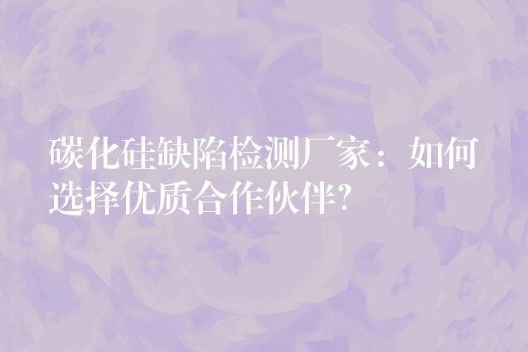 碳化硅缺陷检测厂家:如何选择优质合作伙伴?