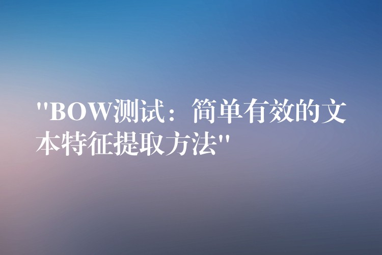 “BOW测试:简单有效的文本特征提取方法”